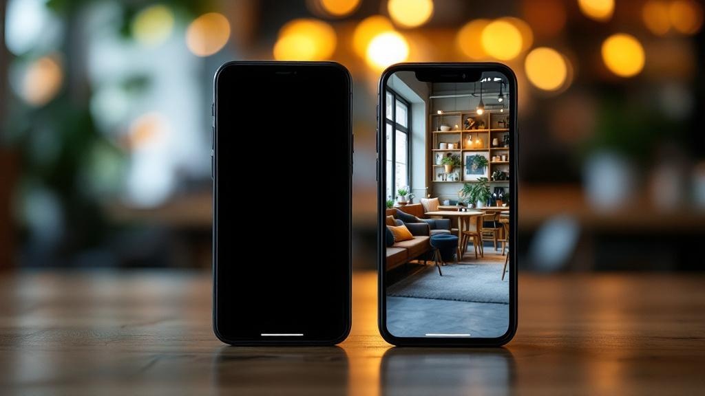 Before and after dating profile photos showing a casual bathroom selfie versus an AI-generated lifestyle portrait